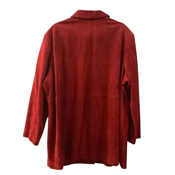 Cherokee Red Genuine Suede Leather Women Size 24 Coat Long Sleeve Button Collar - Picture 4 of 7